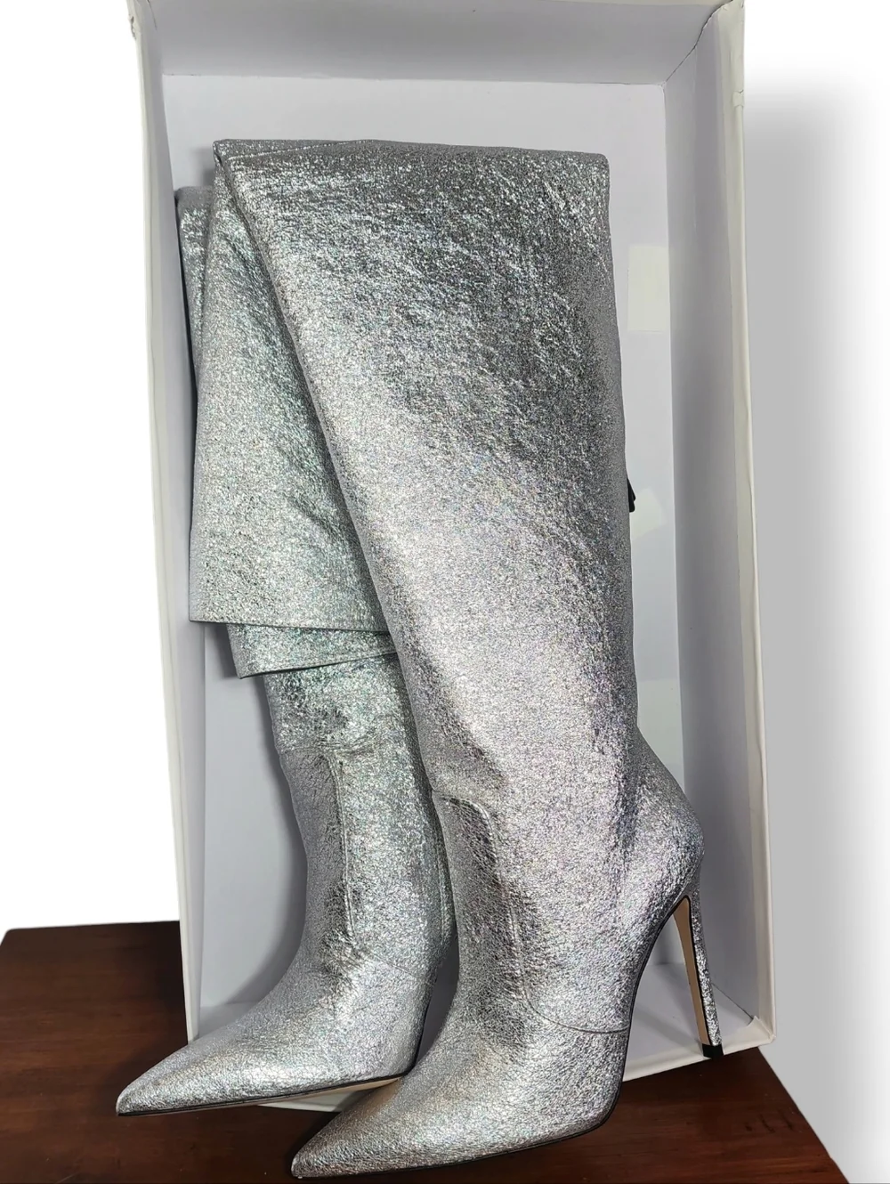 NEW Good American Shimmery Emma Boots Rare